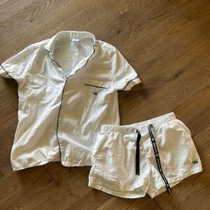 White Pajama Set with Black Trim royal highnies S